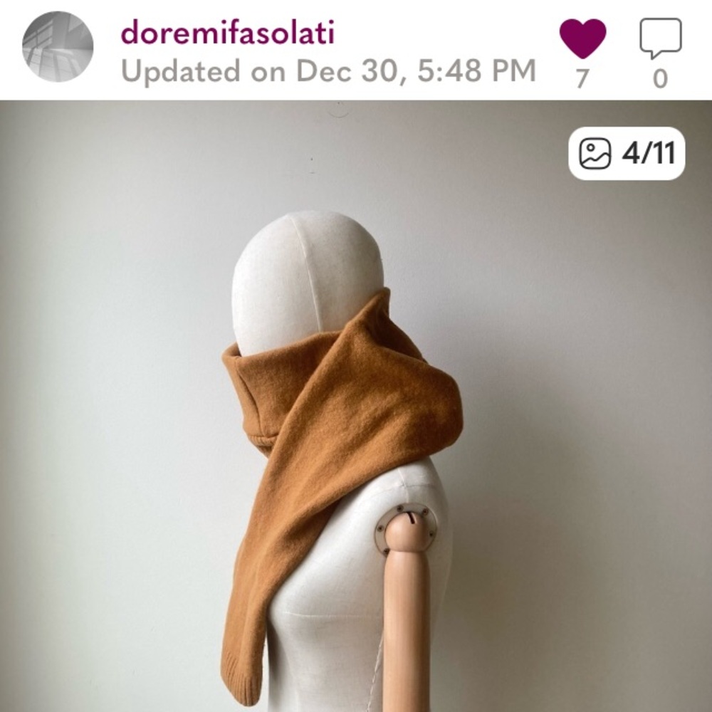 joodito 100% wool butterscotch chunky snake wrap cowl scarf minimalist tonal eco